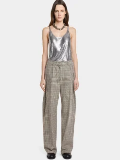DOUBLE-PLEATED PANTS IN PRINCE OF WALES WOOL | Rabanne Online