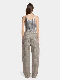 DOUBLE-PLEATED PANTS IN PRINCE OF WALES WOOL | Rabanne Online