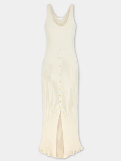 ECRU LONG DRESS IN VISCOSE KNIT | Rabanne Best