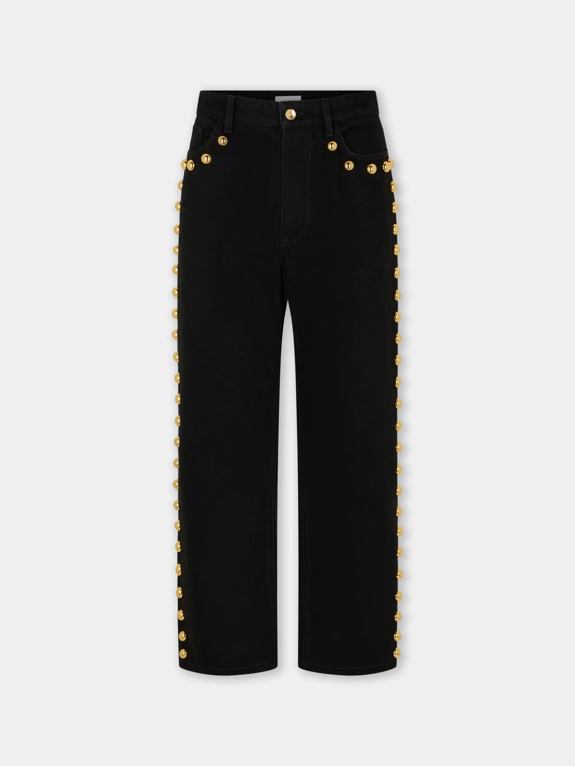 EMBELLISHED BOYFRIEND JEANS IN BLACK DENIM | Rabanne Shop