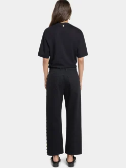 EMBELLISHED BOYFRIEND JEANS IN BLACK DENIM | Rabanne Shop
