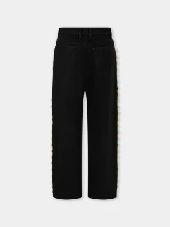 EMBELLISHED BOYFRIEND JEANS IN BLACK DENIM | Rabanne Shop