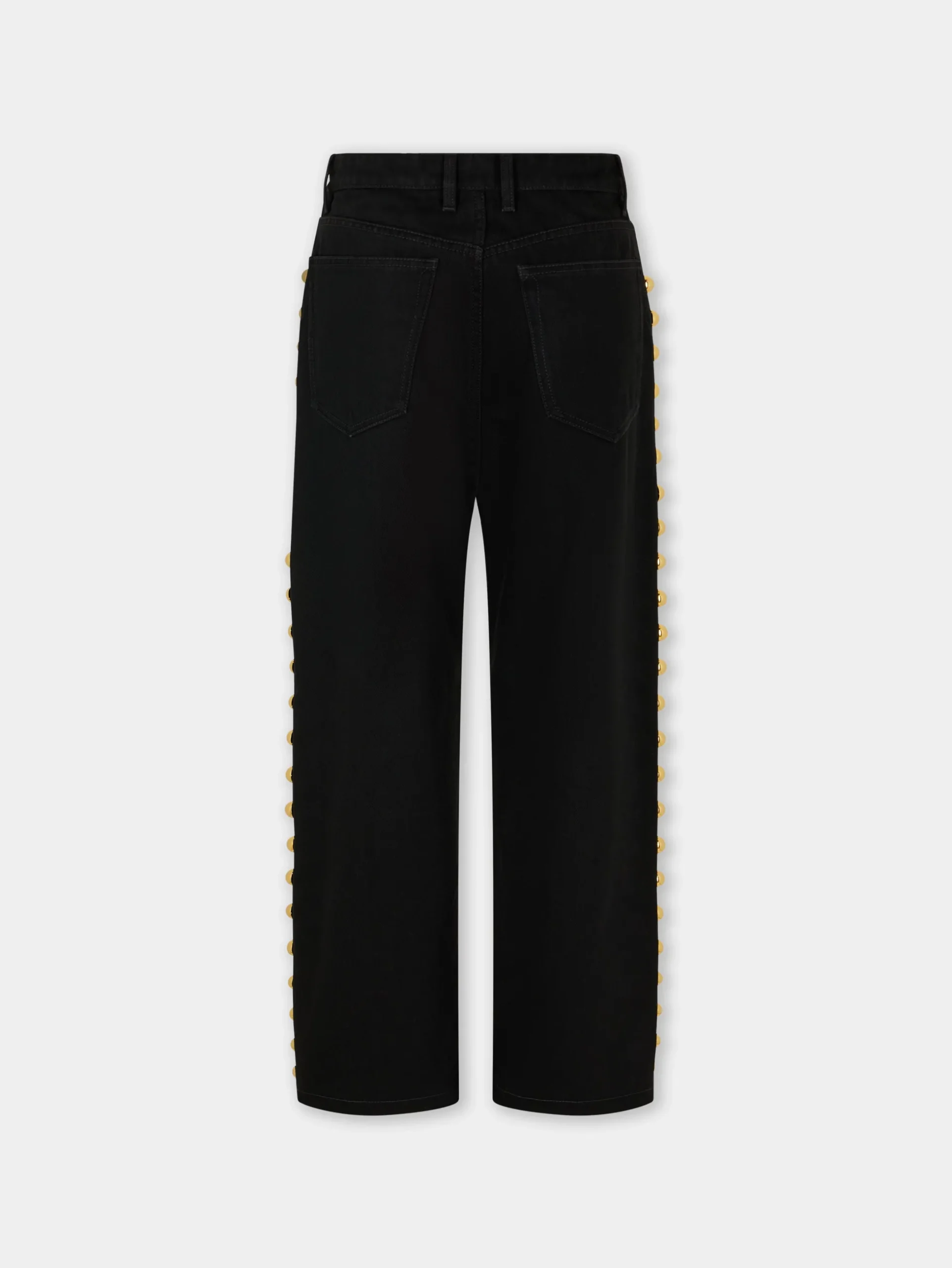 EMBELLISHED BOYFRIEND JEANS IN BLACK DENIM | Rabanne Shop