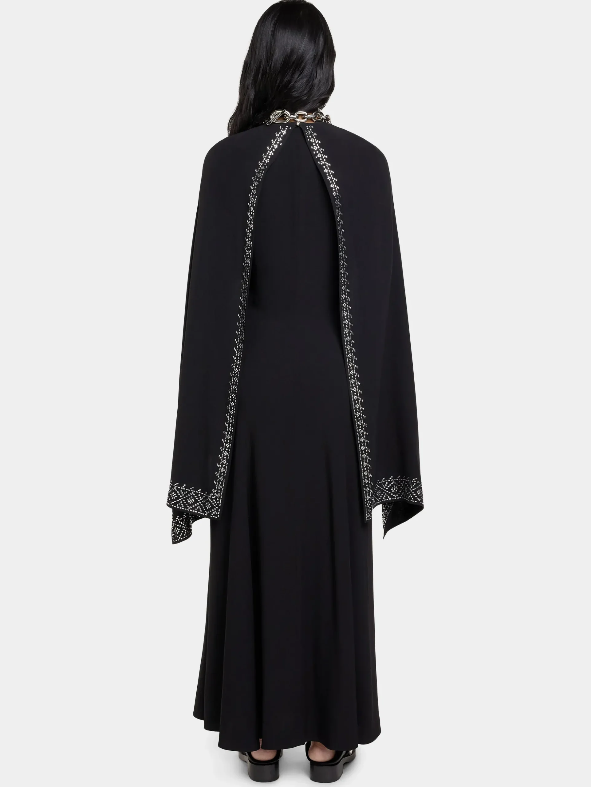 EMBELLISHED LONG DRESS IN SATIN CREPE | Rabanne Shop