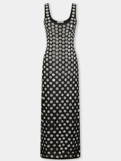 EMBROIDERED LONG DRESS IN SECOND SKIN JERSEY | Rabanne Outlet
