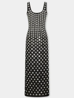 EMBROIDERED LONG DRESS IN SECOND SKIN JERSEY | Rabanne Outlet