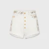 Embroidered off white denim shorts | Rabanne Cheap