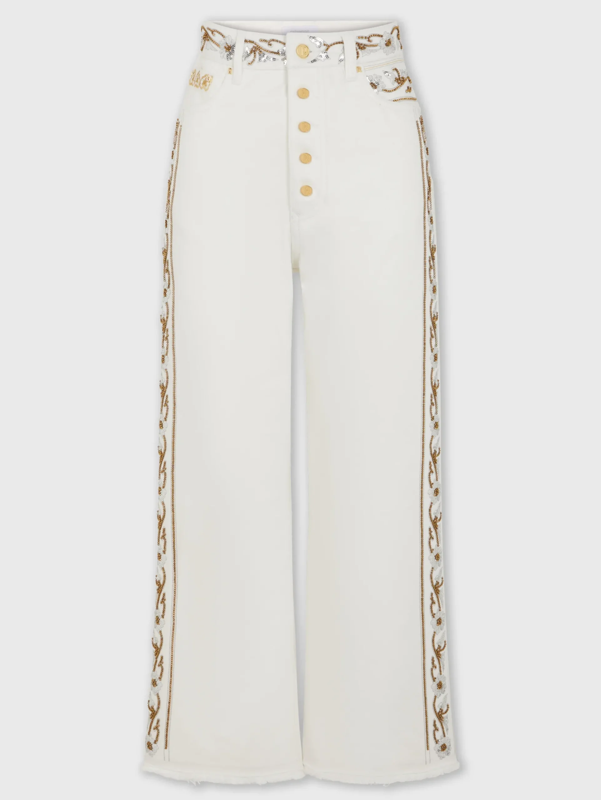 Embroidered off white denim jeans | Rabanne Best Sale
