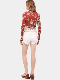 Embroidered off white denim shorts | Rabanne Cheap