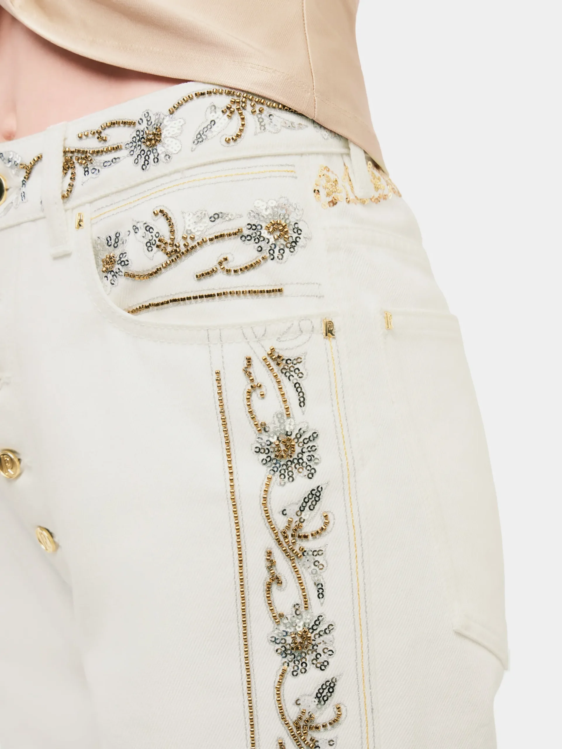 Embroidered off white denim jeans | Rabanne Best Sale