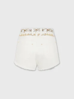 Embroidered off white denim shorts | Rabanne Cheap