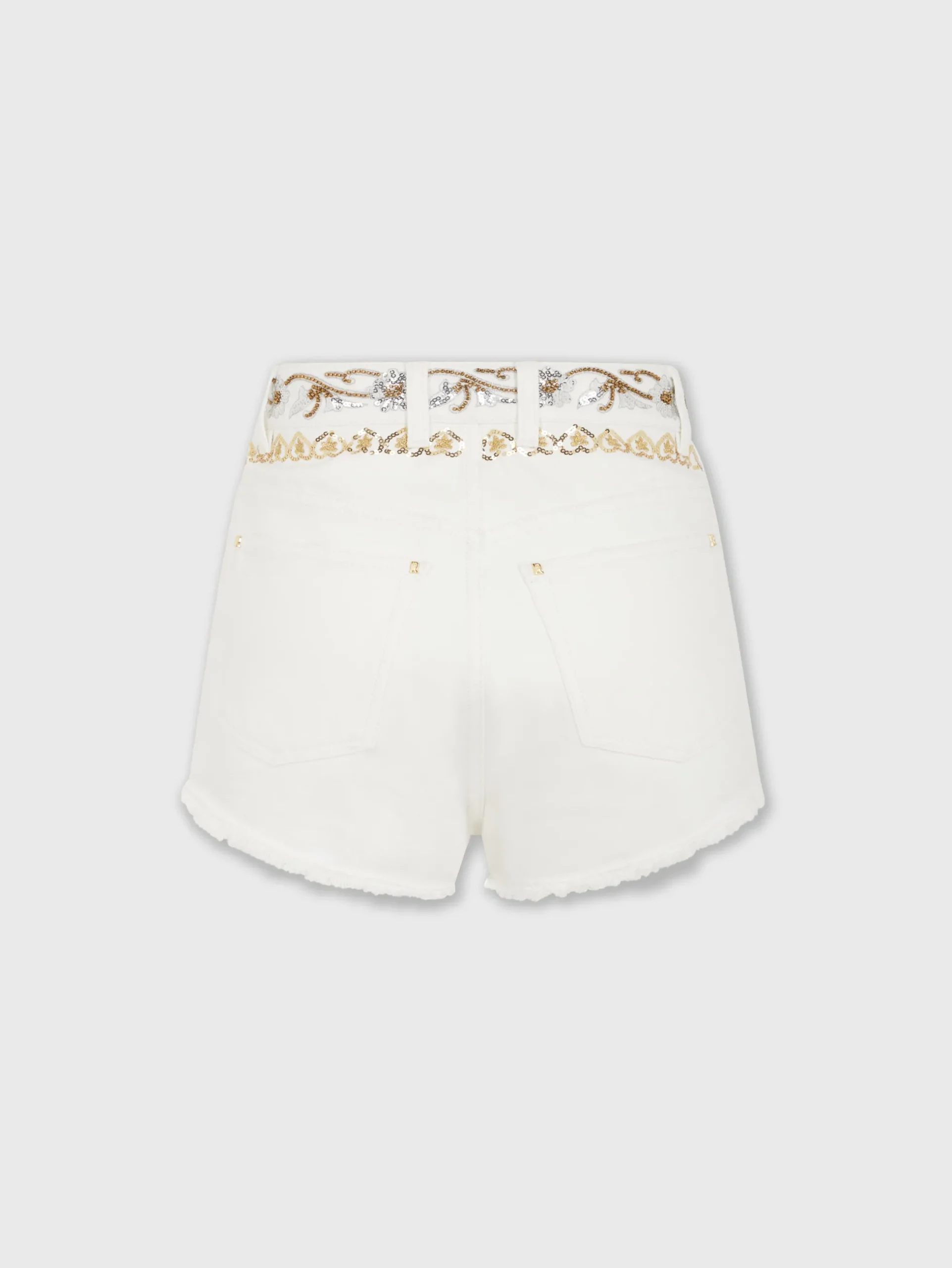 Embroidered off white denim shorts | Rabanne Cheap