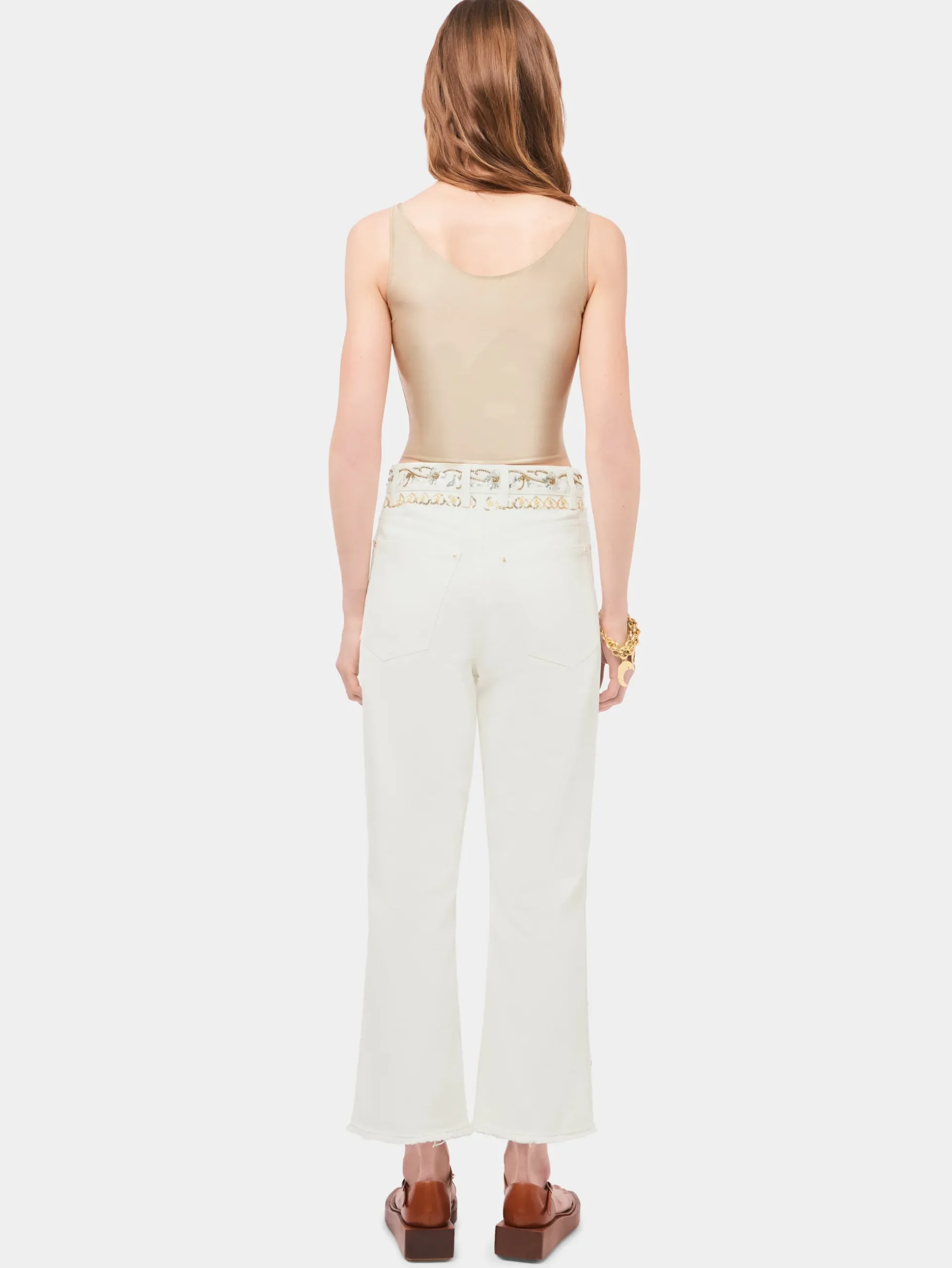 Embroidered off white denim jeans | Rabanne Best Sale
