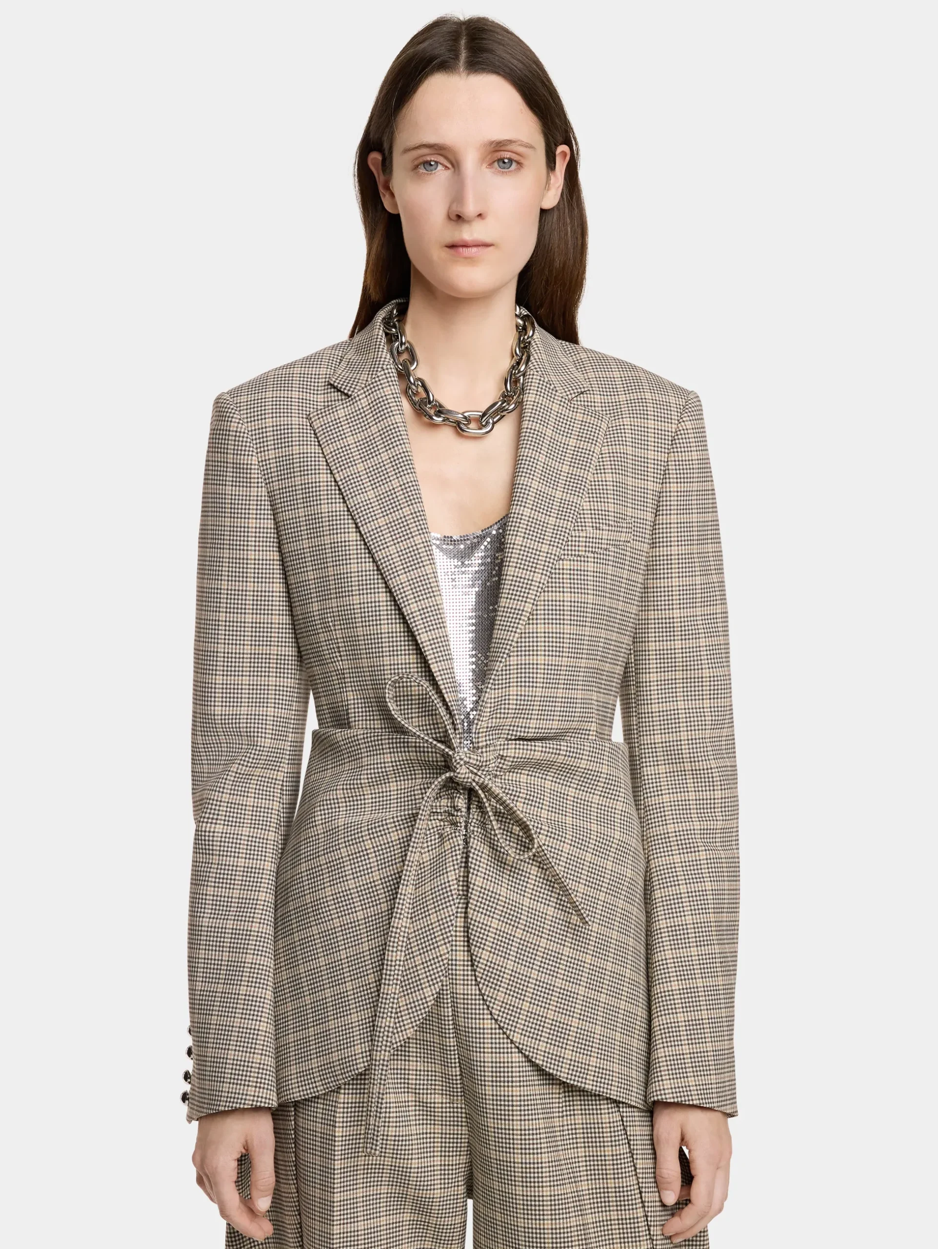 FITTED JACKET IN PRINCE OF WALES WOOL | Rabanne Sale