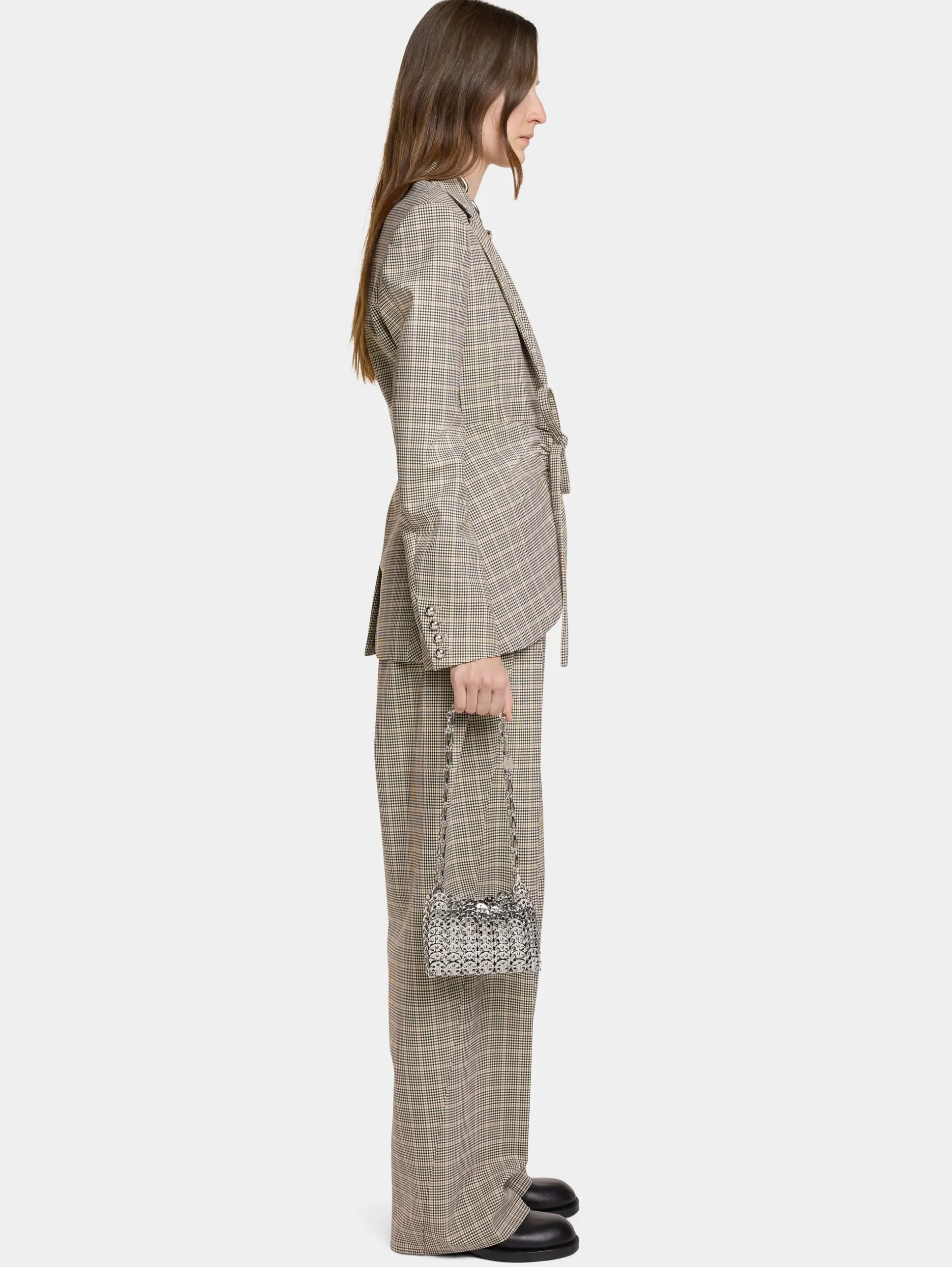 FITTED JACKET IN PRINCE OF WALES WOOL | Rabanne Sale