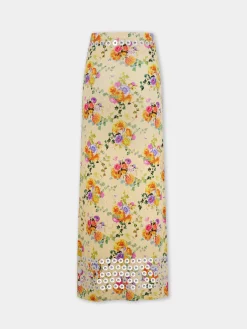 FLORAL LONG EMBELLISHED SKIRT IN SECOND SKIN JERSEY | Rabanne Best