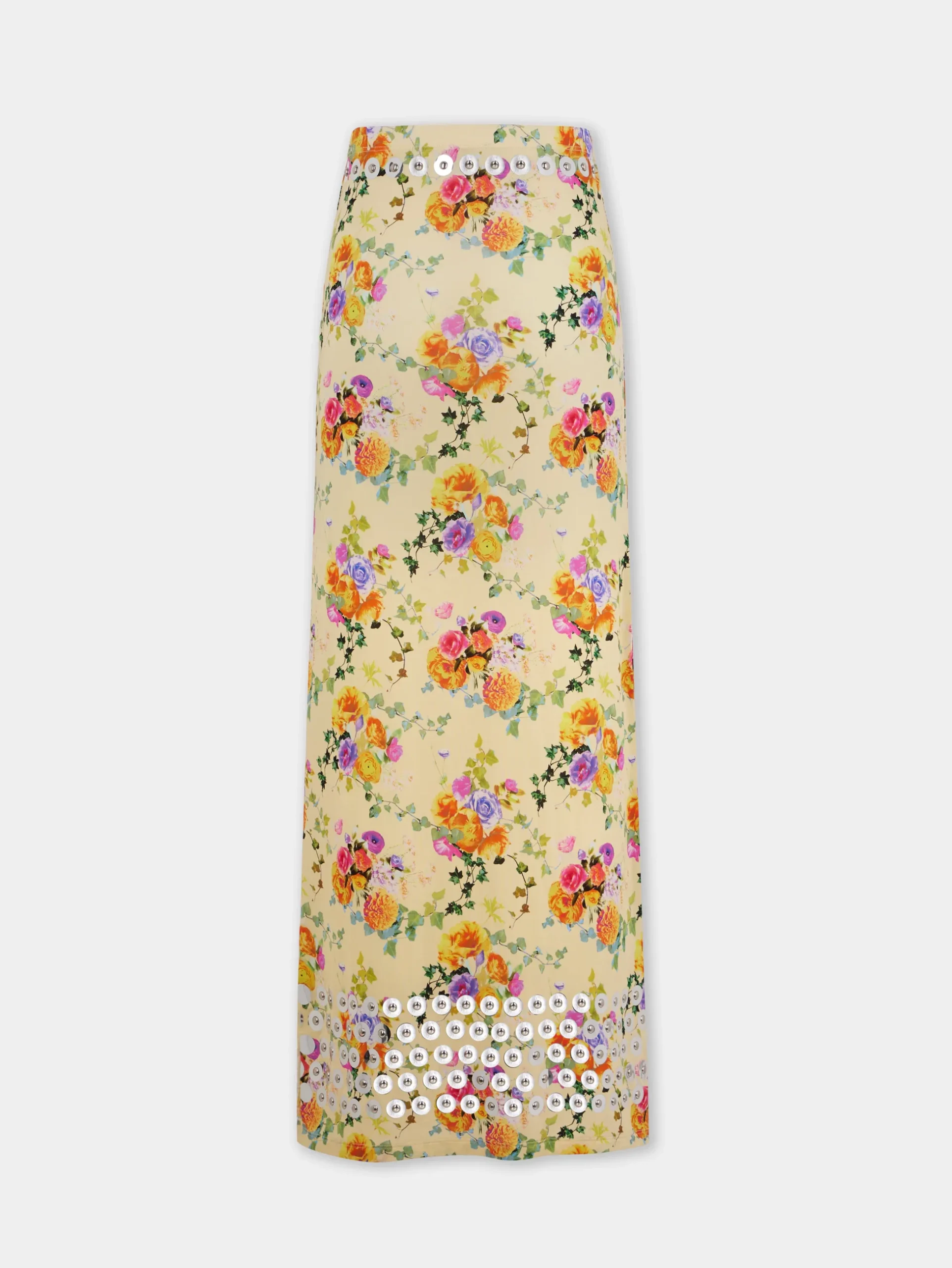 FLORAL LONG EMBELLISHED SKIRT IN SECOND SKIN JERSEY | Rabanne Best