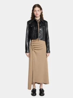 GATHERED LONG DRESS IN WOOL JERSEY | Rabanne Store
