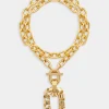 Gold Double XL link twist necklace with pendant | Rabanne Fashion