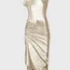 Gold drapé pression dress in lurex | Rabanne Outlet