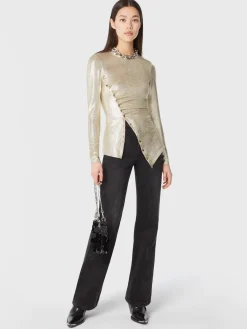 Gold drapé pression top in lurex | Rabanne Discount