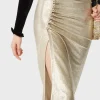 Gold mid-length drapé pression slit skirt | Rabanne Sale