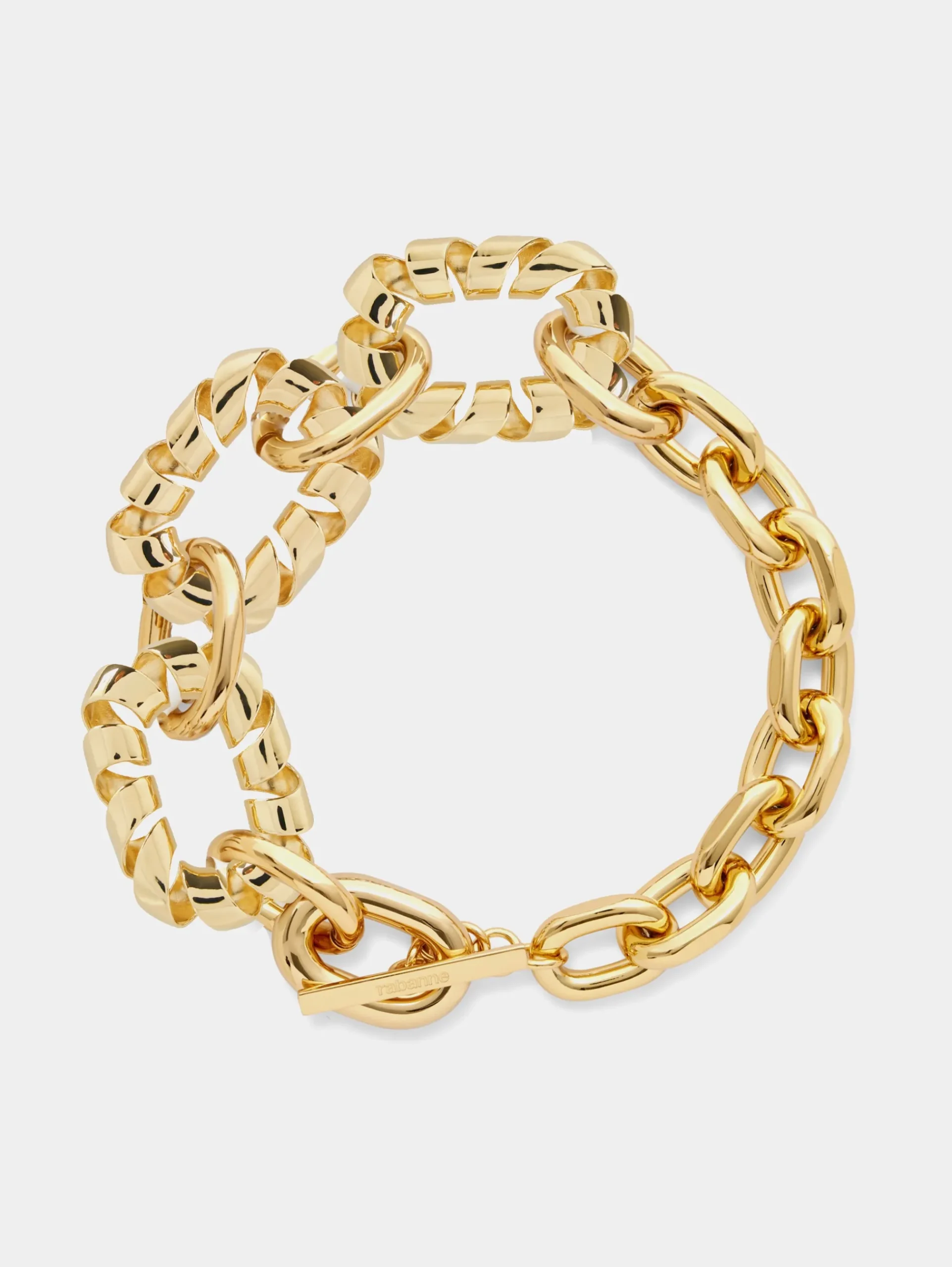 Gold oversized XL link twist necklace | Rabanne Outlet