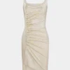 Gold sleeveless drapé pression mini dress | Rabanne Outlet