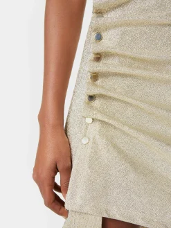 Gold sleeveless drapé pression mini dress | Rabanne Outlet