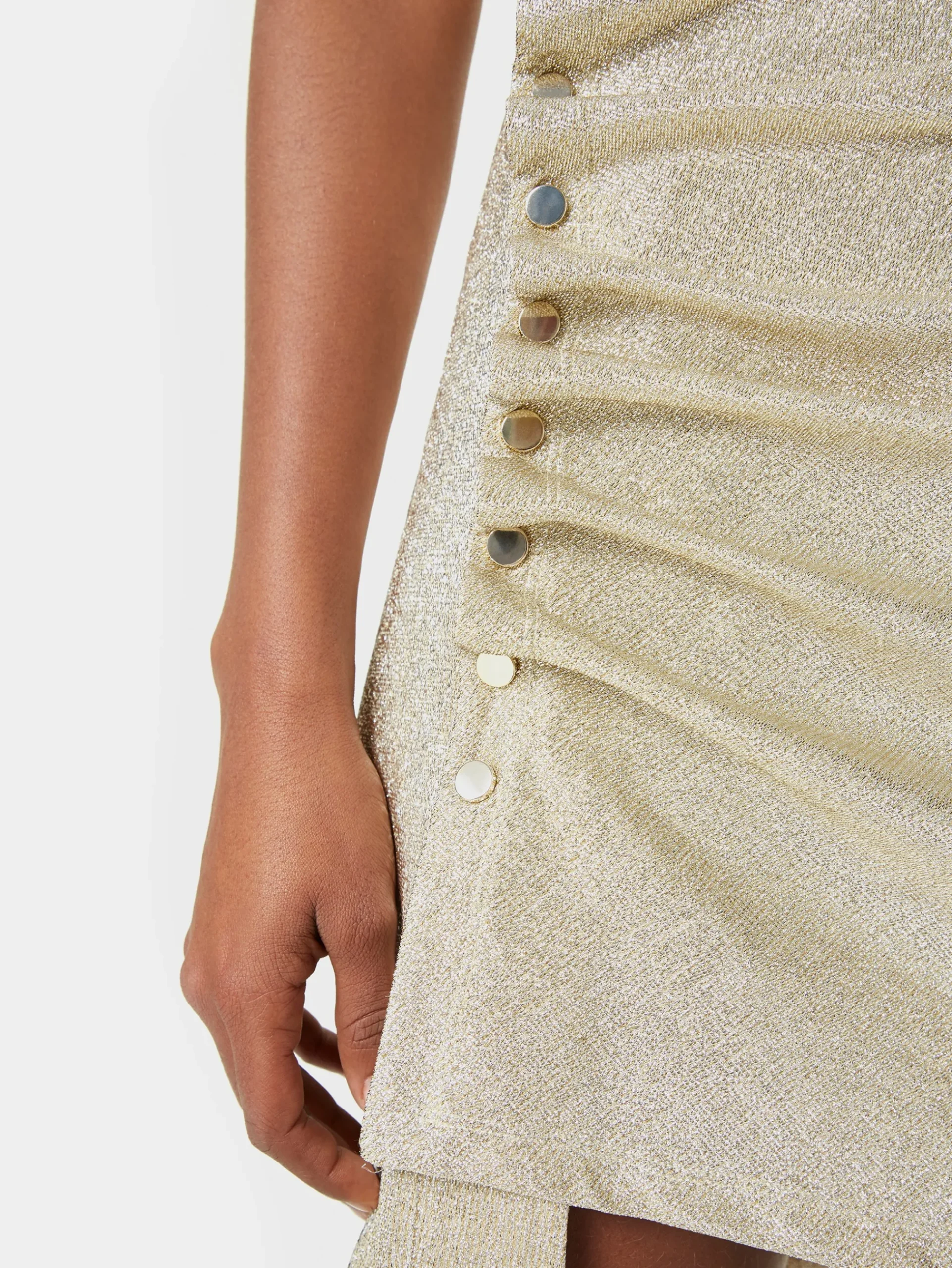 Gold sleeveless drapé pression mini dress | Rabanne Outlet