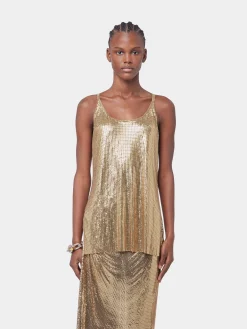 GOLD TANK TOP IN MESH | Rabanne Hot