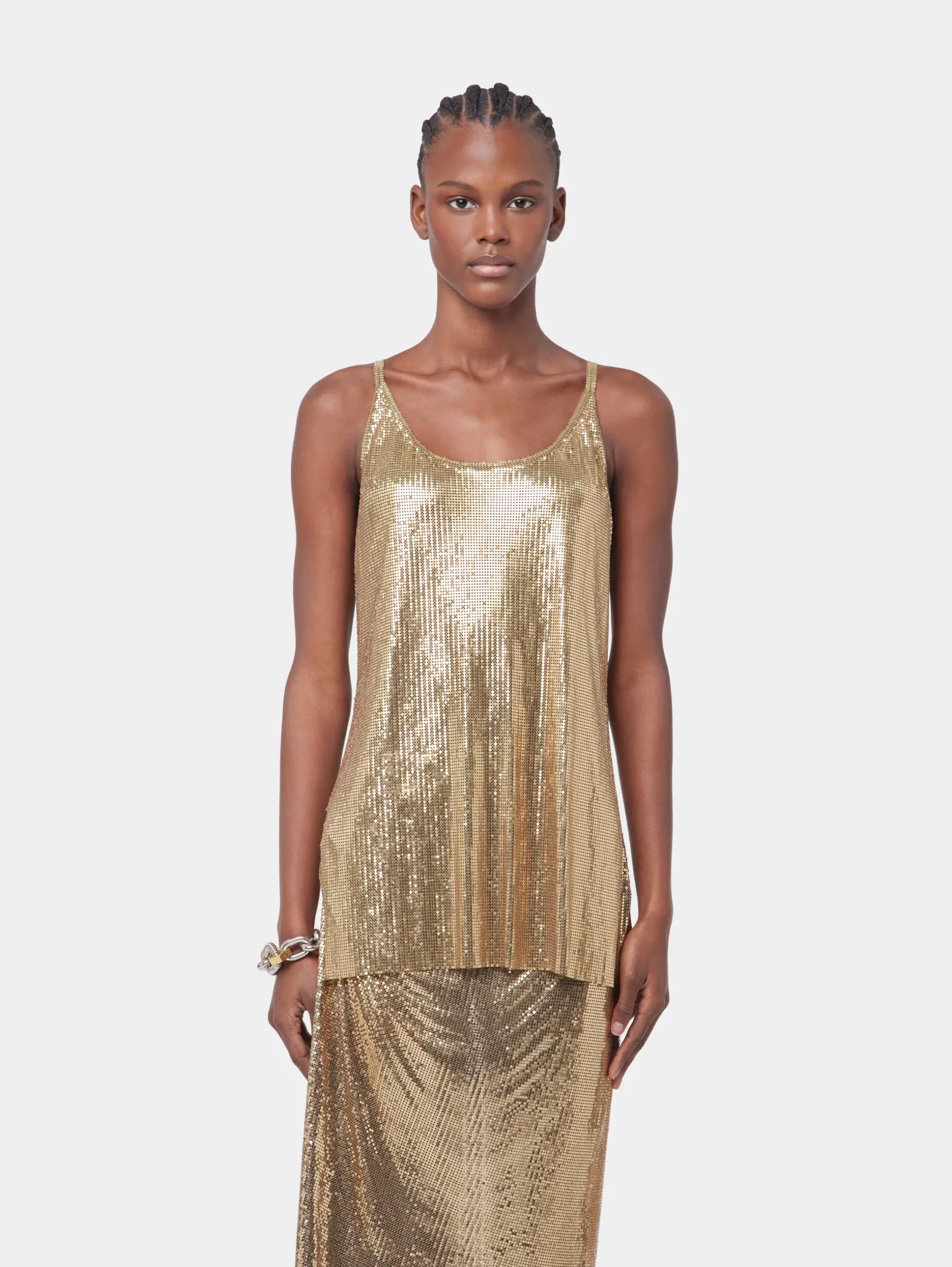 GOLD TANK TOP IN MESH | Rabanne Hot