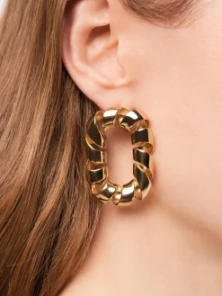 Gold XL Link twist earrings | Rabanne New
