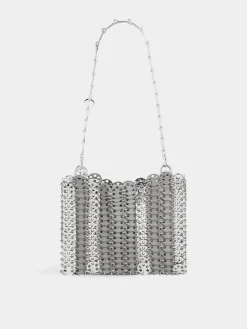 GREY 1969 SQUARE BAG IN METAL AND LEATHER MIX | Rabanne Fashion