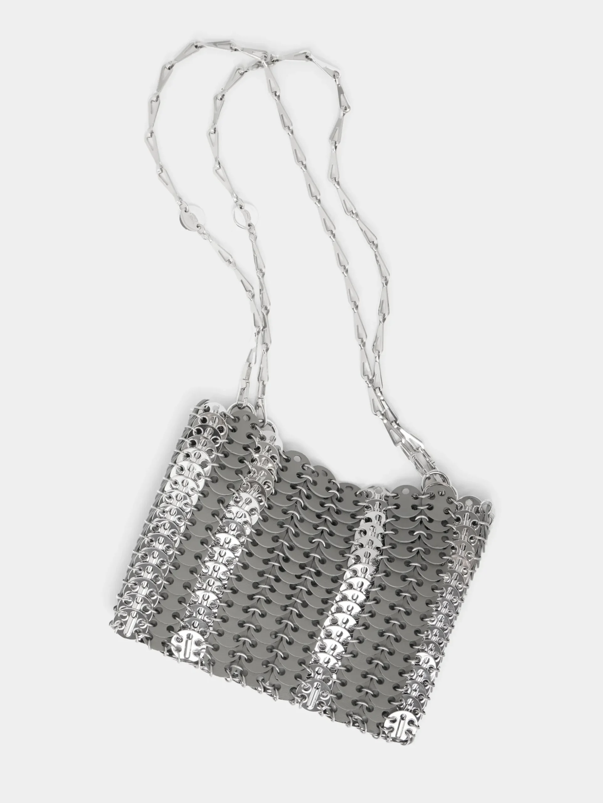 GREY 1969 SQUARE BAG IN METAL AND LEATHER MIX | Rabanne Fashion