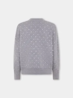 GREY CRYSTAL-EMBELLISHED SWEATER IN WOOL | Rabanne Discount