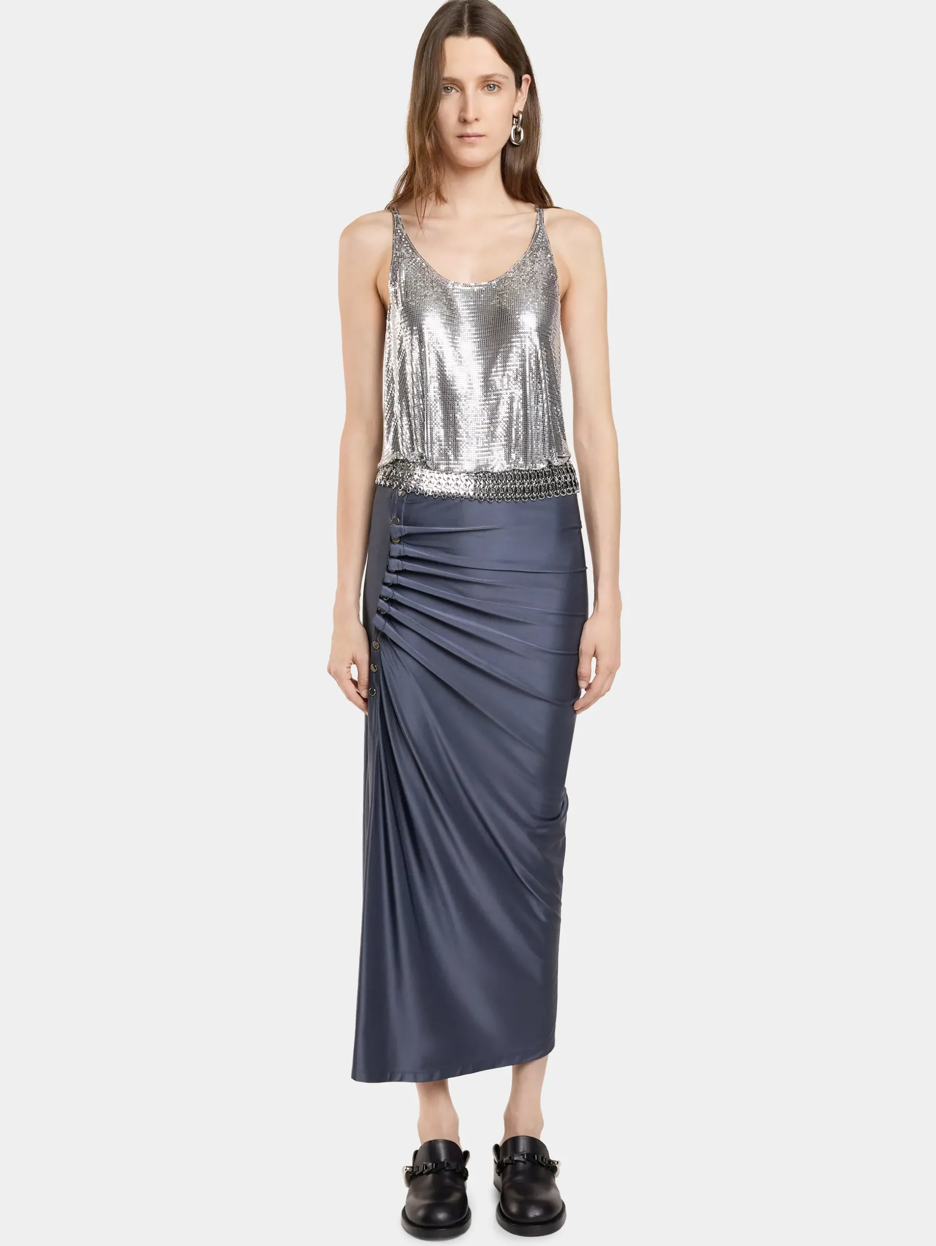 GREY MIDI SKIRT IN JERSEY | Rabanne Shop