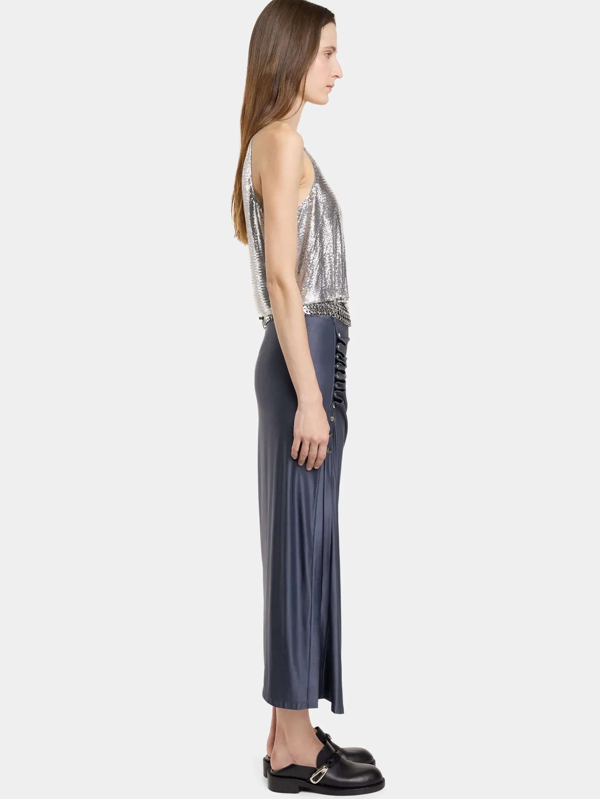 GREY MIDI SKIRT IN JERSEY | Rabanne Shop