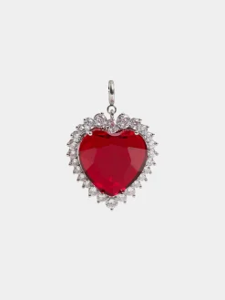 HEART SHAPED CHARM WITH RUBY RED CRYSTAL | Rabanne New