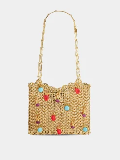 Iconic gold 1969 bag embellished with multi colored pampilles | Rabanne Online