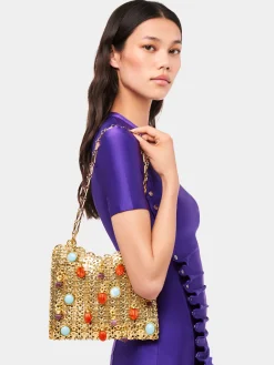 Iconic gold 1969 bag embellished with multi colored pampilles | Rabanne Online