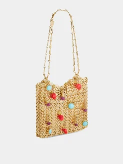 Iconic gold 1969 bag embellished with multi colored pampilles | Rabanne Online