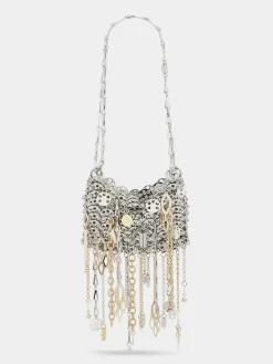 Iconic silver nano 1969 bag assembled with metallic pampilles | Rabanne Fashion