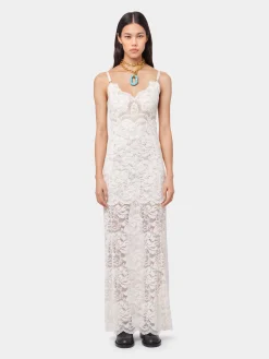 IVORY LONG DRESS IN LACE | Rabanne Flash Sale