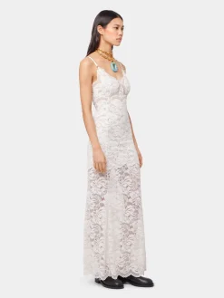 IVORY LONG DRESS IN LACE | Rabanne Flash Sale