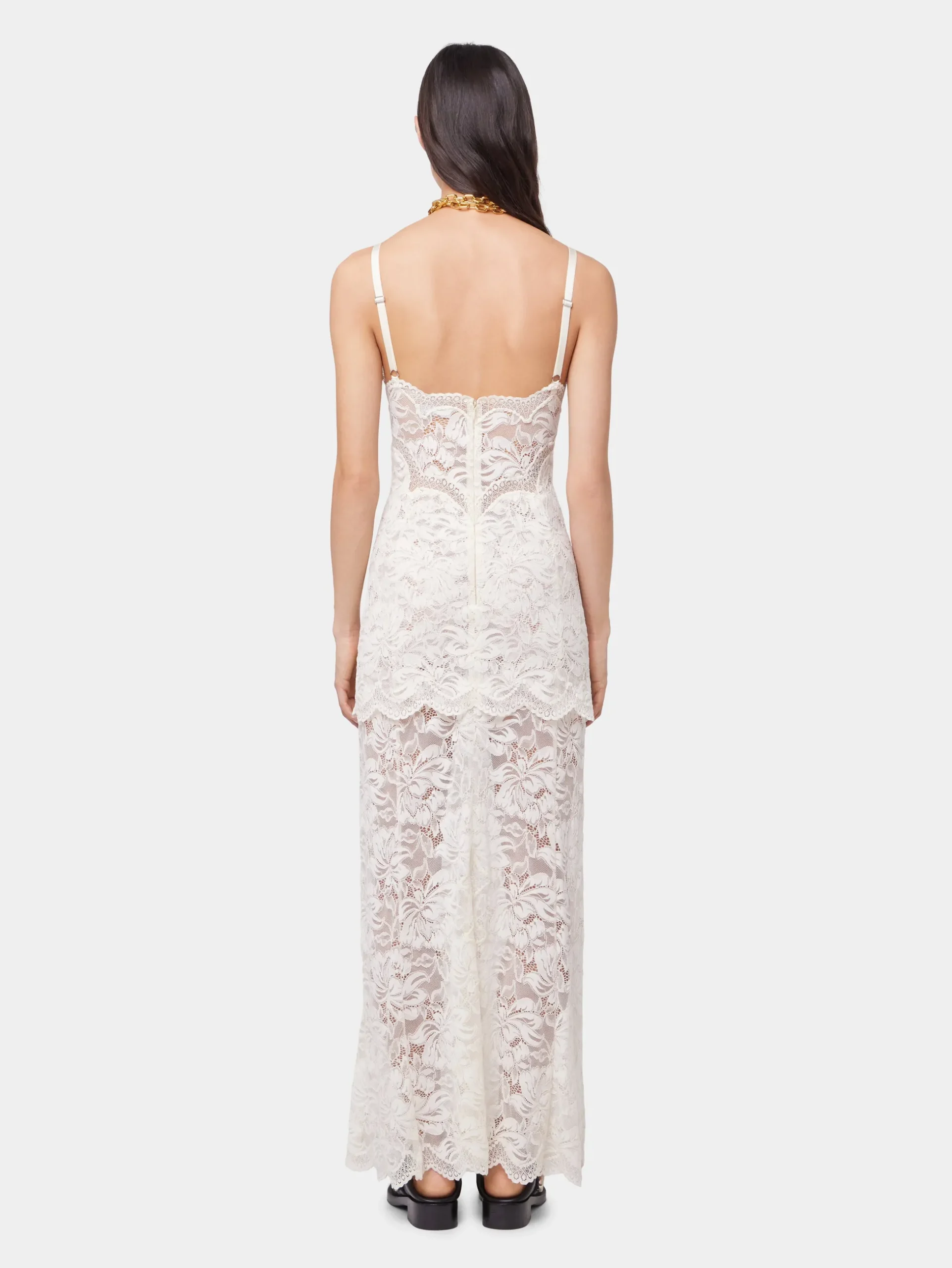 IVORY LONG DRESS IN LACE | Rabanne Flash Sale