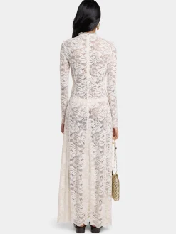 IVORY LONG DRESS IN LACE | Rabanne Store