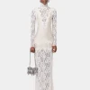 IVORY LONG DRESS IN LACE AND JERSEY | Rabanne Cheap