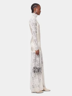 IVORY LONG DRESS IN LACE AND JERSEY | Rabanne Cheap