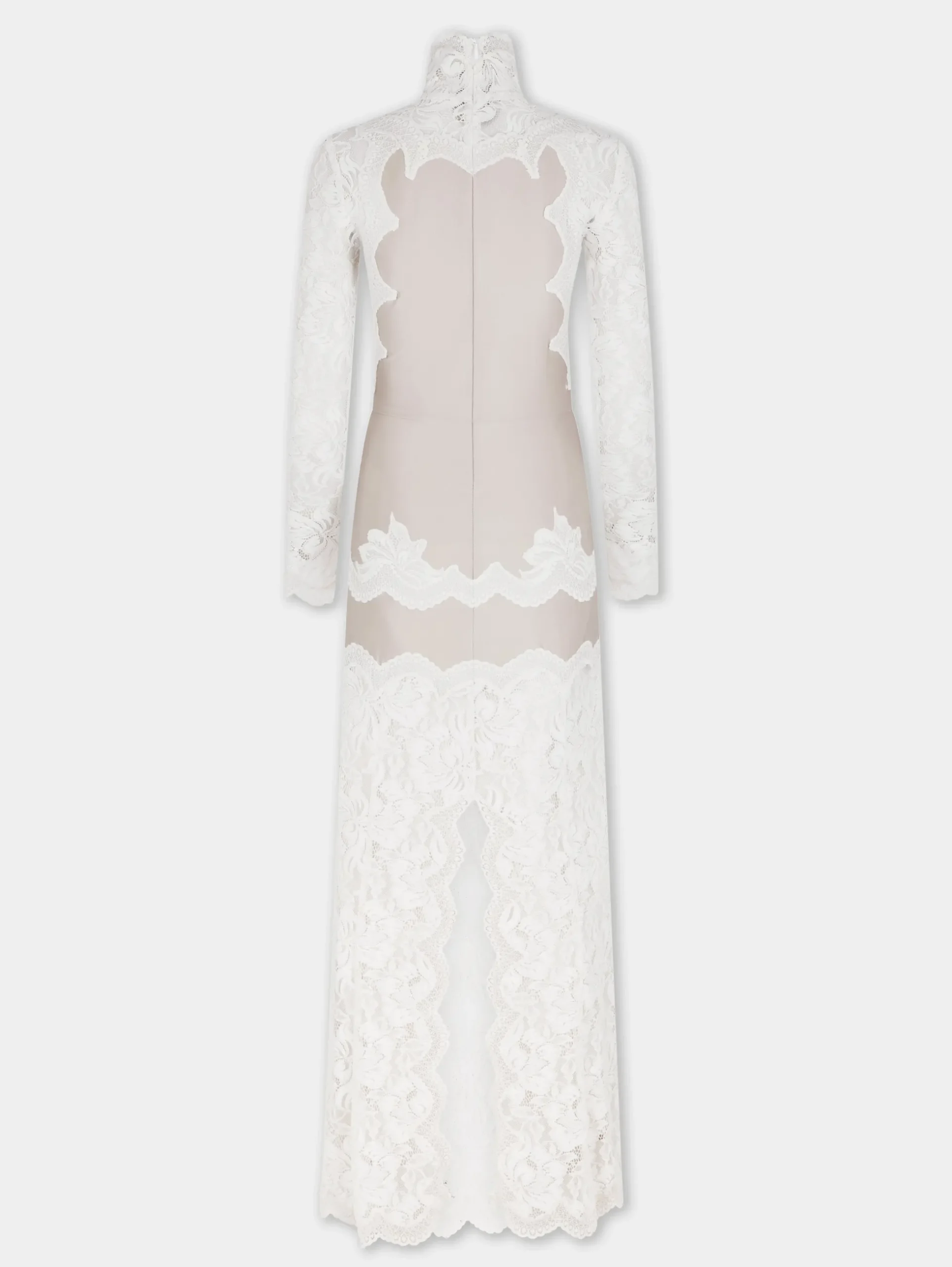 IVORY LONG DRESS IN LACE AND JERSEY | Rabanne Cheap